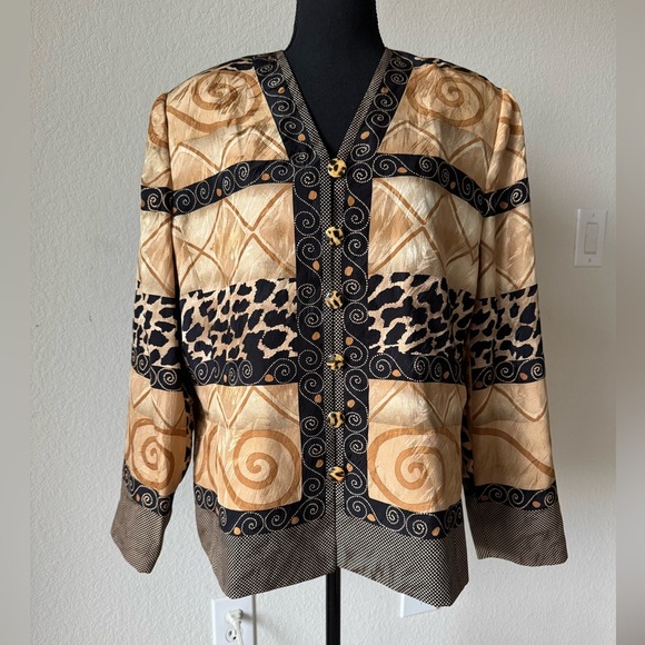 Umi Jackets & Blazers - Vtg Anne Crimsons for UMI Collections 100% Silk Jacket Blazer 16 Baroque Artsy